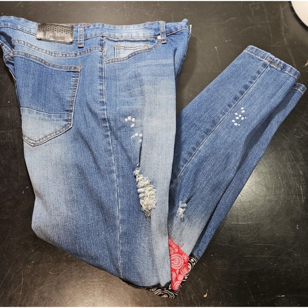 Tailored Recreation TR Premium Y2K Patched Distressed Skinny‎ Jeans 34X32 *EUC - Picture 10 of 16